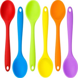 Beieverluck 6 Pack Large Silicone Cooking Spoons 10.8'' Heat Resistant Kitchen Spoons for Cooking Silicone Serving Stirring Mixing Spoons, 6 Colors