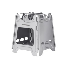 Ti artisan Wood Burning Stove Stainless Steel Foldable Camping Backpacking Stove Portable Wood Alcohol Stove for Outdoor Camping Picnic BBQ (Stainless Steel)