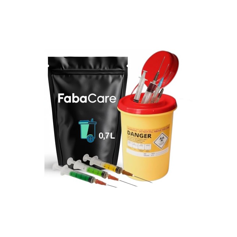 FabaCare Cannula Disposal Container 0.7 Litres for Cannulas, Syringes and