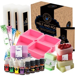 CraftZee Soap Making Kit - Soap Making Supplies with Shea Butter Soap Base, Silicone Loaf Soap Molds, Soap Cutters, Fragrances & More - DIY Homemade Melt & Pour Soap Craft Kits for Adults & Kids