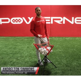 PowerNet German Marquez Baseball Softball Portable Batting Practice Ball Caddy | Use During Training and Drills | Save Your Back No More Bending | Holds up to 60 Baseballs | Instant Setup (Black)