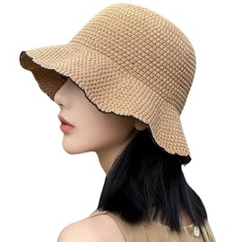 YUANLIFE MZ002 Women's Hat, Sun Protection, UV Protection, Size Adjustable, Foldable, Small Face Effect, Wide Brim, Beach, Travel, Khaki, Spring, Summer, Fashionable, Cute, Storable, UV Protection Hat