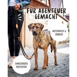 Rudelkönig Emma Dog Lead 2.30 m - Adjustable Dog Lead for Medium and Large Dogs - Elegant Rope Lead in Black