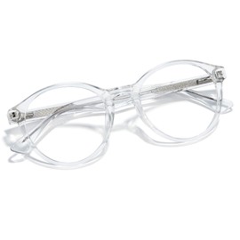 Cyxus Women Blue Light Glasses Fashion Round Computer Blue Ray Blocking Glasses Tr90 Frame Anti Glare Eye Strain Clear