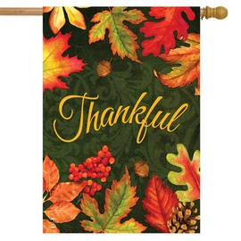 Briarwood Lane Thankful Leaves Autumn House Flag Fall Thanksgiving 28" x 40"