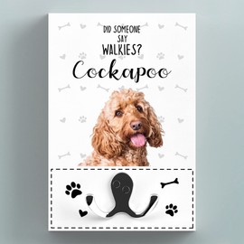 Global Designs Walkies Cockapoo Themed Wall Hung Lead Hook Dog Breed Lead Holder Wall Hook
