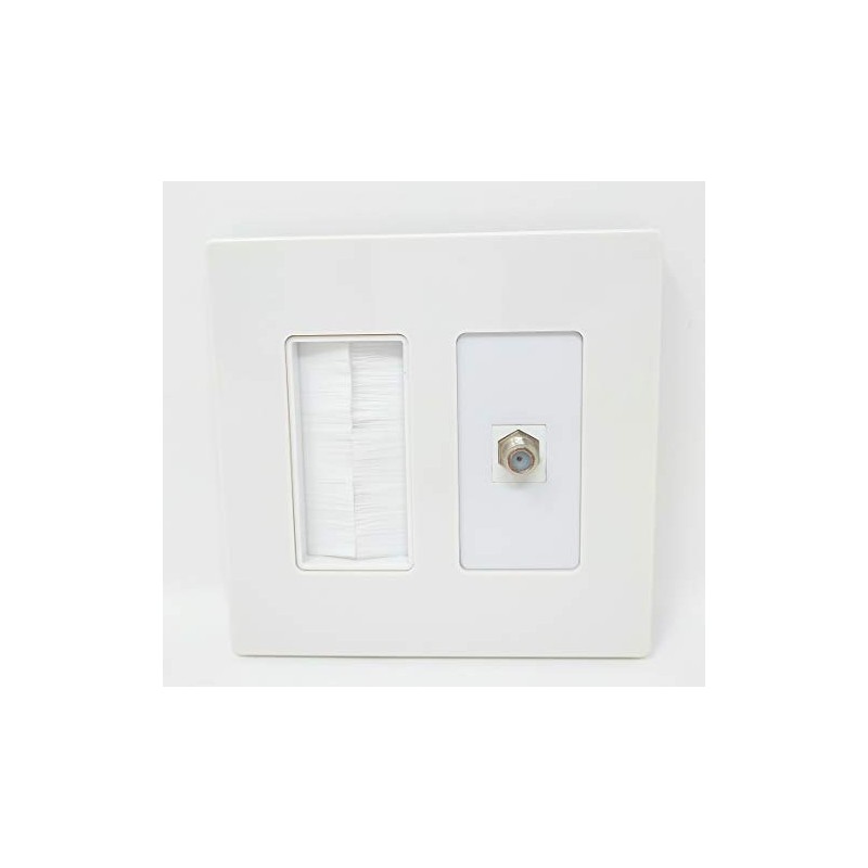 RiteAV Mesh Brush Coax Cable TV Wall Plate Dual 2