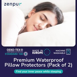 ZenPur Pillow Protectors Waterproof (2 Pack) - Zippered Pillow Cases 40x80cm - Breathable, Hypoallergenic, Anti-mite, Antibacterial - BI-OME treated Pillowcase - Made in EU