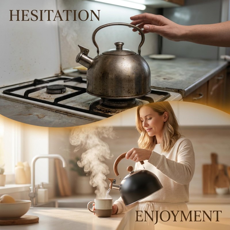 2.64 Quart Whistling Tea Kettle, Stove Top Stainless Steel Tea