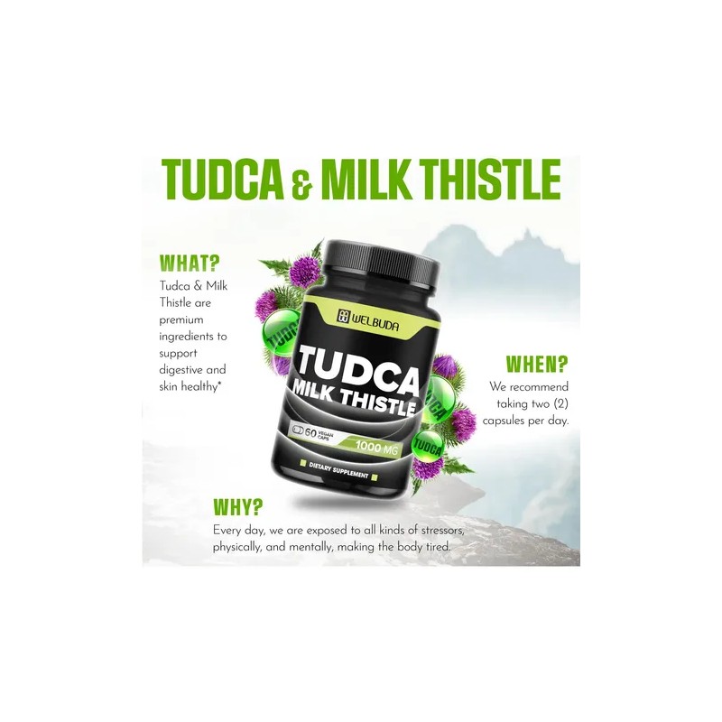 Welbuda Tudca 1000 Mg Con Cardo Mariano 60 Cápsulas Veganas