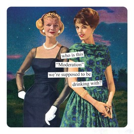 Anne Taintor Square Refrigerator Magnet - Who Is This "Moderation" We're Supposed To Be Drinking With?