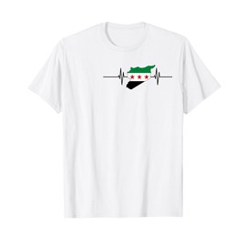 Syrian revolution flag . Syrian map heartbeat design. T-Shirt