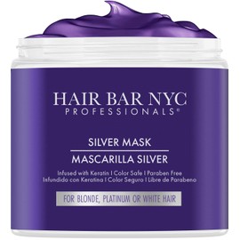 Silver Mask 16.9oz / 500ml - Purple Hair Mask Toner is a Triple Power Toning Mask for Blonde Hair, Silver Hair & Platinum Hair, Infused with Keratin & Biotin by Hair Bar NYC
