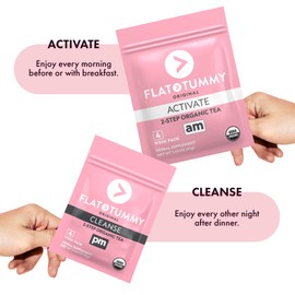 Flat Tummy Tea – 2-step, 4 Week Program – Detox Tea to Boost Energy & Reduce Bloating* - All Natural Detox Cleanse w/ Green Tea, Lemon Balm, Dandelion, Fennel, & More - Digestion support