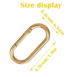 8 clips ovalados para anillos de resorte, para llaveros, cierre de gancho dorado, mosquetón de aleación en forma de O, para mochila, portafolios, llaves, correa, 1.97 x 0.94 pulgadas, clips ovalados