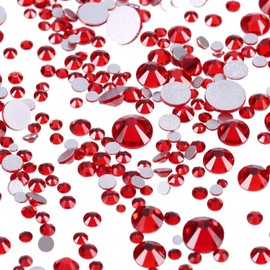 AD Beads 1440 Pieces Mixed Size No Hotfix Glue on Quality Glass Flatback Rhinestones Round Crystal Gems (19 Siam)