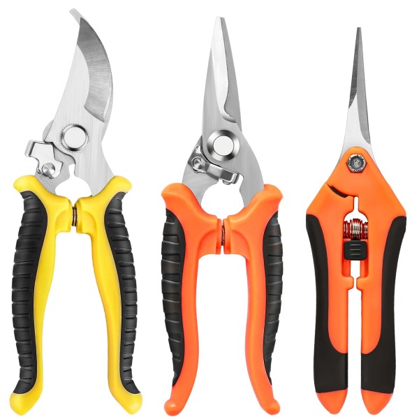 EWPJDK 3-Pack Stainless Steel Pruning Shears, Pruning Snips and Clippers