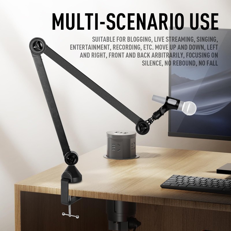 ZRAMO Heavy Duty Adjustable Suspension Boom Scissor Microphone Stand for