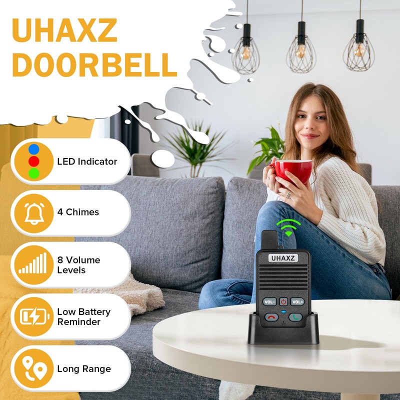 UHAXZ Wireless Doorbell, Full Duplex Doorbell Wireless, 1000ft Long Range,