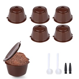 Zzcy Reusable Plastic Coffee Capsules Set of 6 with 2 Spoons and 2 Brush Refillable Filter Cups for Coffee Machines