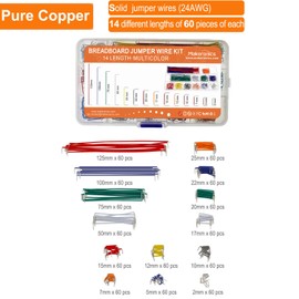 Makeronics 840 Pieces Jumper Wire Kit with 14 Lengths for Breadboard Prototyping Solder Circuits | Electronics Experiment | Arduino or Raspberry Pi or Jetson Nano | Storage Box