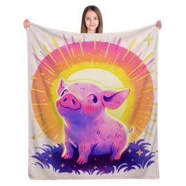 ALIFAFA Pig Blanket, Cute Pink Pig Throw Blanket, Funny Pig Gifts for Kids Boys Girls, Kawaii Pig Lovers Gifts for Christmas Birthday, Soft Cozy Pig Decor for Couch Bed Sofa Travel,50"x40"