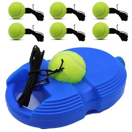 Magicorange Tennis Trainer Rebound Ball with 6 String Balls, Solo Tennis Training Equipment for Self Tennis PracitceTraining for Beginner (Blue)