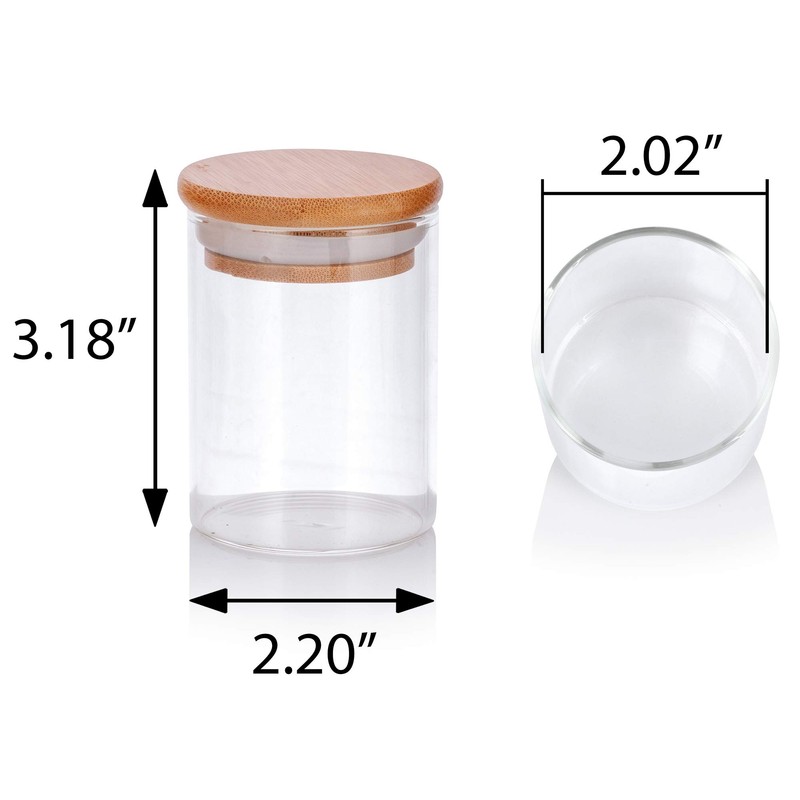 4 oz Premium Borosilicate Clear Tall Glass Jars with Bamboo