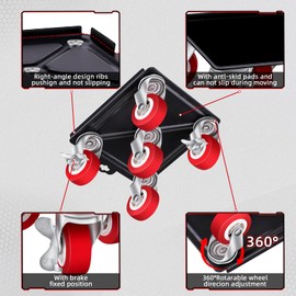 BTEC Heavy Furniture Movers with 5 Wheels Furniture Dolly Rotatable Wheel Dolly for Moving Furniture Lift Mover Tool Set Carbon Steel Panel Heavy Duty Dolly Maximum Load 3475 LBS