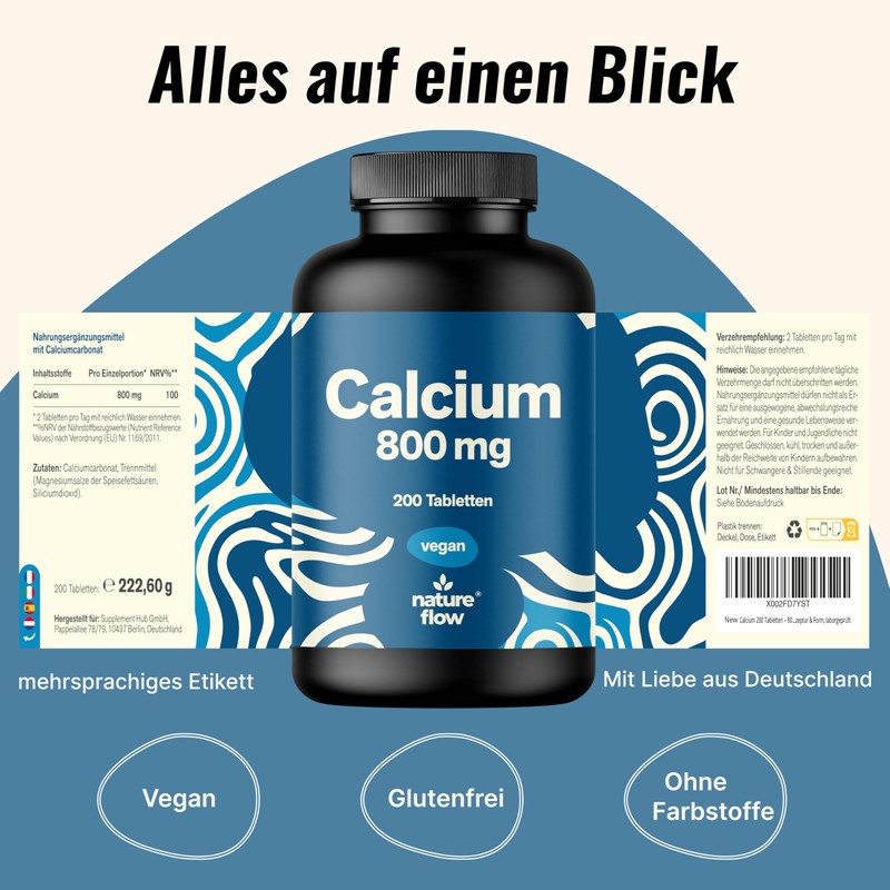 Calcium Tablets High Dose - 200 Tablets - 800 mg