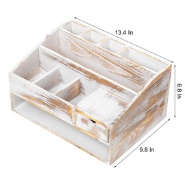 VERGOODR Wood Desk Drawer Organizers with File Organizer Pen holder Office Decor combo Organization Home Can Arrange calculators scissors pens note papers, etc. (washed white)