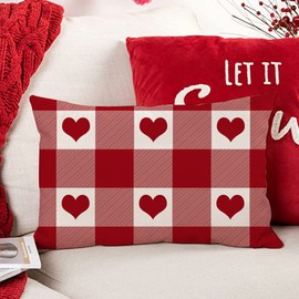 JXZYGMD Valentines Day Pillow Covers 12x20 Birthday Gifts Heart Pattern Throw Pillow Cover Decorations for SofaHome Decor