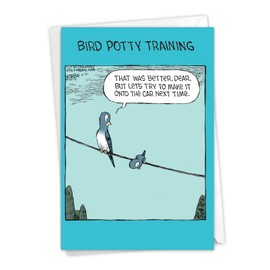 NobleWorks - Happy Mother's Day Card Funny - Cartoon Humor, Mom Greeting Card with Envelope - Bird Potty Training C3568MDG