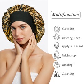 4 Pieces Silky Sleep Bonnet for Curly Hair, Large Women Hair Bonnets Satin Sleeping Cap Night Cap for Women Hair Care