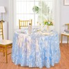 Fanqisi Blue Round Tablecloth 3D Rosette Sequin Satin Table Cloths