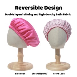 AKISS Baby Infant Newborn Toddler Satin Silk Hair Bonnet Cap For Sleeping 0-3 0-6 3-6 6-12 Months 1-2 1-3 Years (as1, age, 0_month, Fushsia/Pink + Pink/Silver)