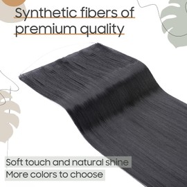 24 Inches Straight Hair Extensions Secret Headband No Clip Easy Invisible Crown Wire in Hair Extensions Hairpiece for Women Dark black