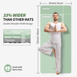 CAMBIVO Extra Wide Yoga Mat for Women and Men (72"x 32"x 1/3"), Non-slip Large TPE Exercise Fitness Mat for Yoga, Pilates, Workout (8mm, Mint Green)