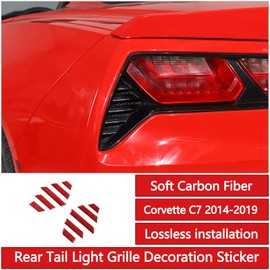 sekhyna Tail Light Grille Decoration Decals Soft Carbon Fiber 10PCS Compatible with Corvette C7 Stingray 2014-2019 Tail Light Cover Sticker Trim Accessories (Red Carbon)