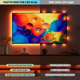 PAUTIX PAUTIX RGB COB LED Strip Light 10M,Colour Changing Dimmable Strip Light DC24V,Work with Alexa/Google Assistant/Tuya Multicolour Flexible Tape Light,for TV,Bedroom,Party DIY Decoration