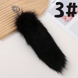 PETLILY Tail Key Holder, Mini Tail, 9.8 inches (25 cm), Color Tail, Fur, Colorful, Fox Tail, Fur Charm, Faux Fur, Lightweight, Cute, Fluffy, Keys, Decoration, Bag Charm, Accessory, Birthday Gift, 3#