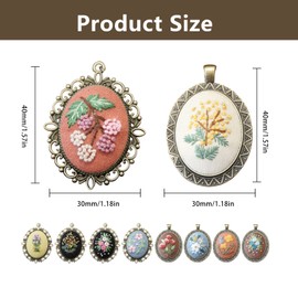 10 Pack Embroidery Pendant Kit with Instructions, Mini Flower Patterns Embroidered Pendant Necklace with Chain,Needle Thread ,Small Cross Stitch Kit with Canvas Cloth Hoop for Adults DIY Art Crafts