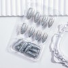 Silver Press on Nails Medium Almond Fake Nails Metal Chrome