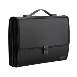 File Organiser A4, Document Folder 26 Compartments Large Capacity Expandable File Folder Pockets Portable Plastic Organiser with Handle for Travel School Office Black