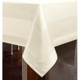texpot Tablecloth 130 x 190 cm with Satin Edge 100% Cotton Champagne Colour Washable at 90 °C Damask