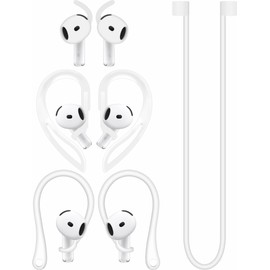 A-Focus Anti-Slip Set for AirPods 4 Silicone Adjustable Ear Hook Ergonomic Design Wings Wingtip Ear Hooks Tips Strap Sport Earbuds Accessories Eartip Compatible with AirPods 4th White
