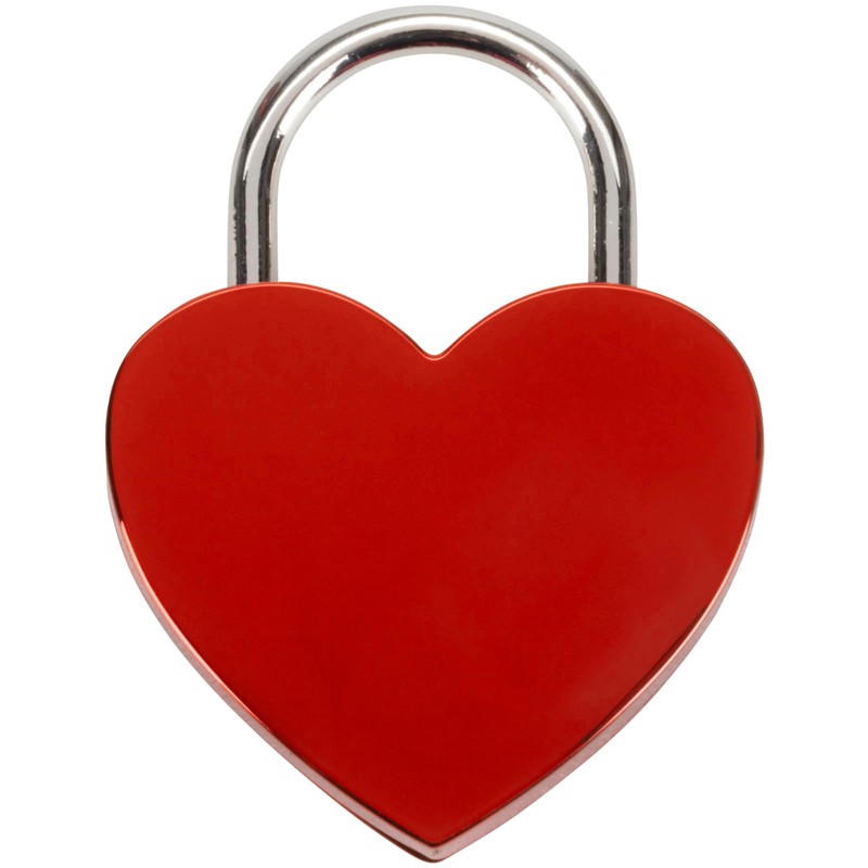 Heart-shaped love padlock that can be engraved with the text
