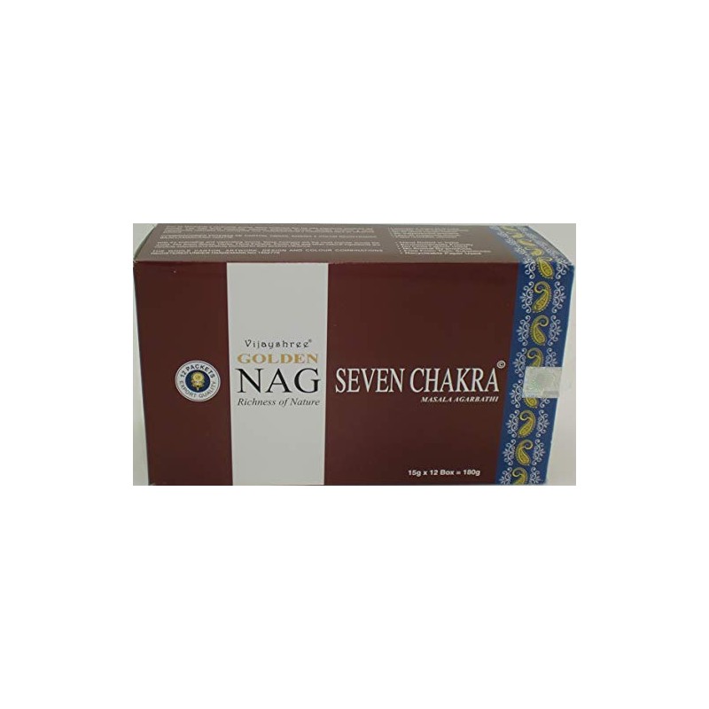 Golden Nag Siete Chakra Incense Sticks 15g x 12 Packs