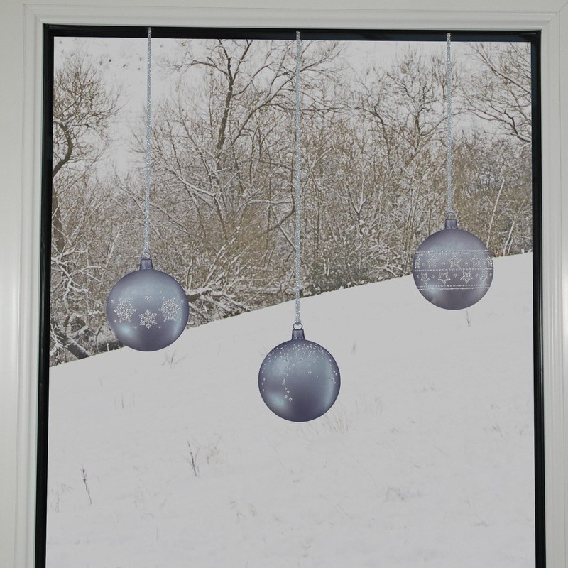 Articlings 12 x Bauble Window Clings with Glitter Patterns and