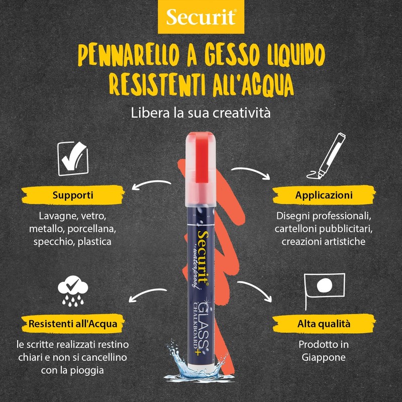 SECURIT Chalk Pen 2-6mm Waterproof Red - 14.5